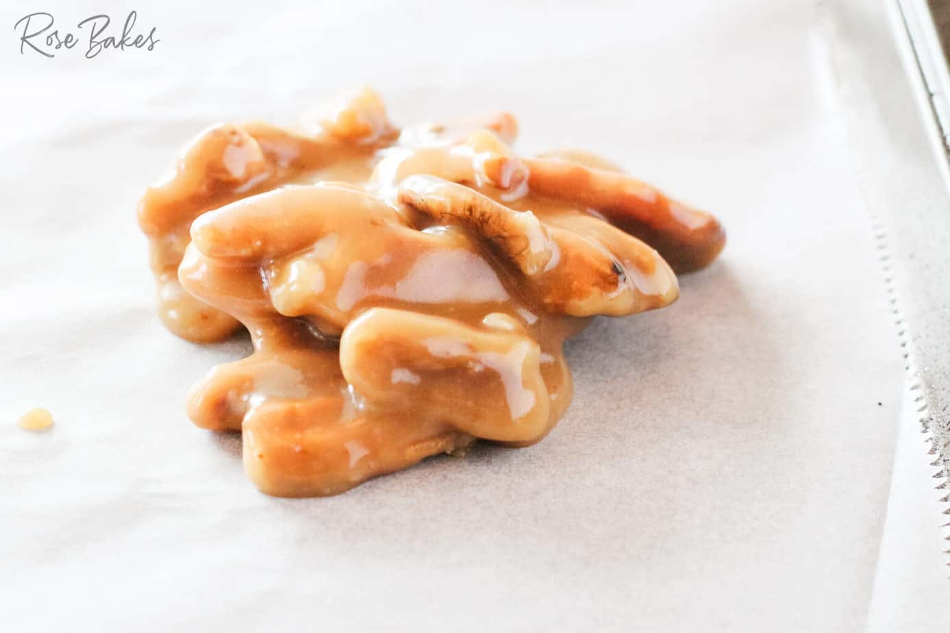 pecan praline on parchment paper