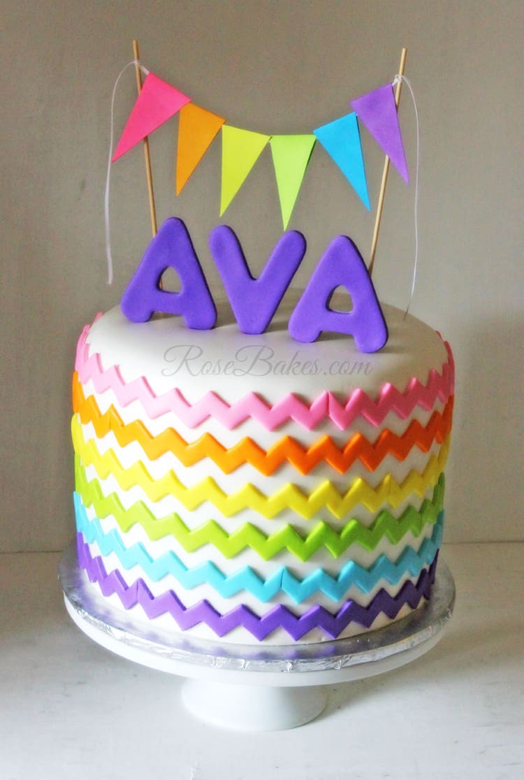 rainbow chevron cake
