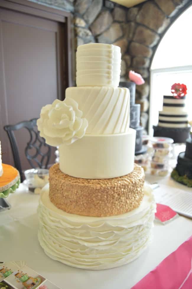 Classic Wedding Cake with Gold Sequins