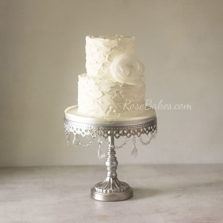 Rustic Buttercream Wedding Cake With Wafer Paper Flower Rustic Buttercream Wedding Cake With Wafer Paper Flower
