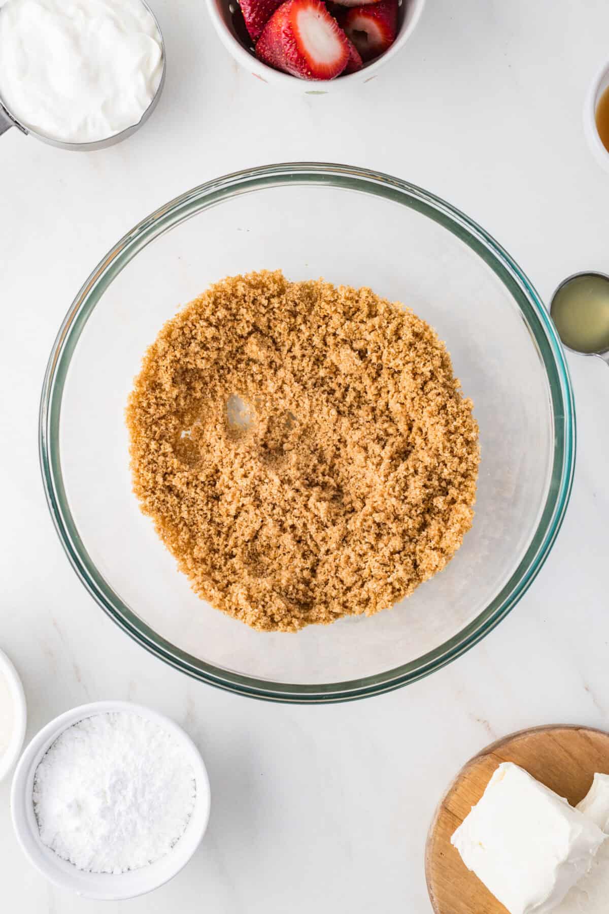 graham cracker crumbs mixed with butter and sugar