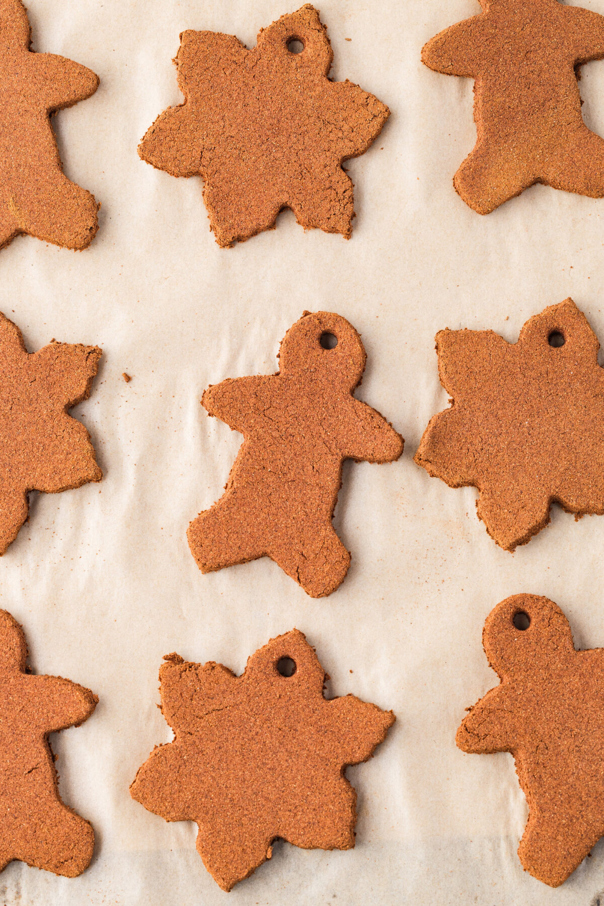 baked ornaments on a sheet pan