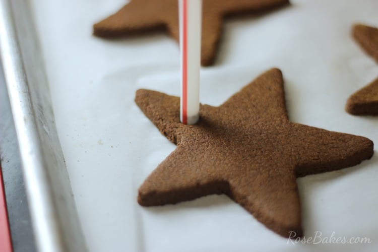 polking hole in cinnamon ornament with straw