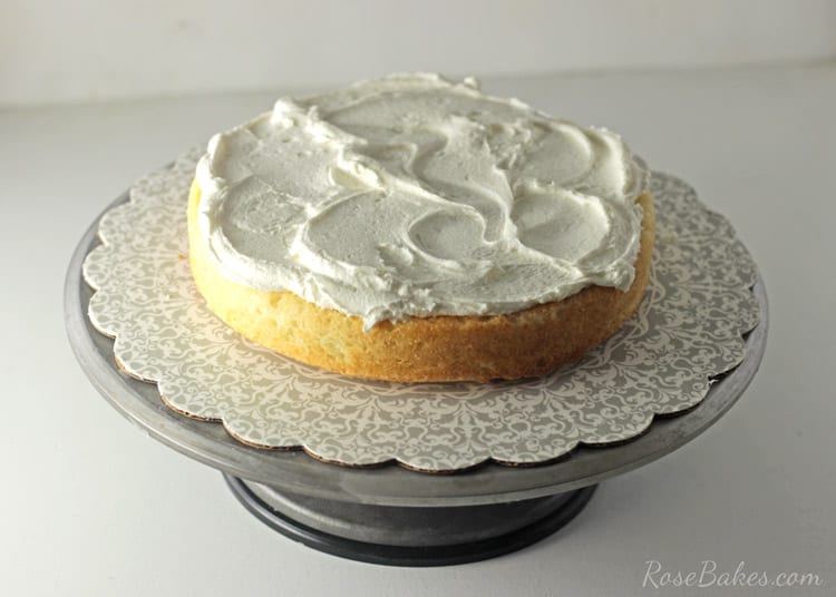 Red Velvet Strawberry Shortcake Cake with Cream Cheese Buttercream | RoseBakes.com