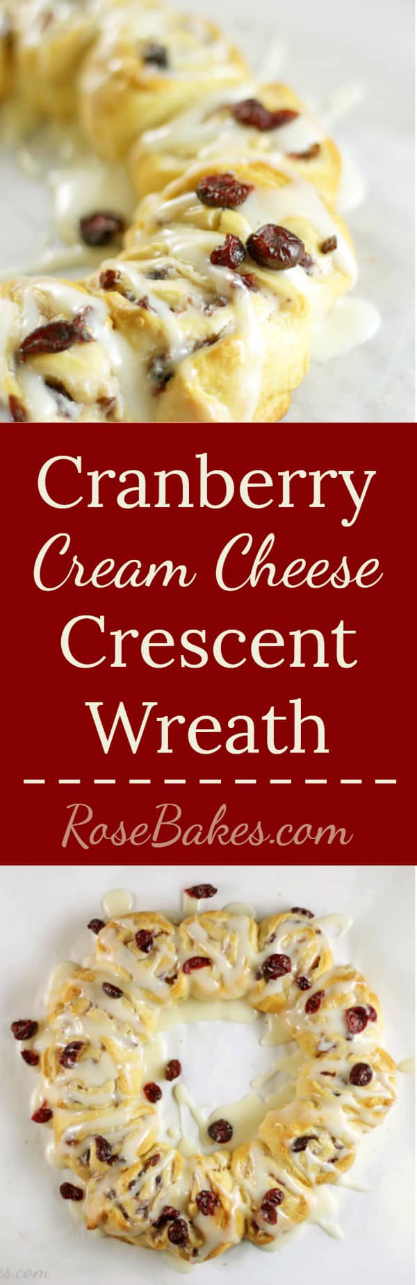 Cranberry Crescent Cream Cheese Wreath | RoseBakes.com
