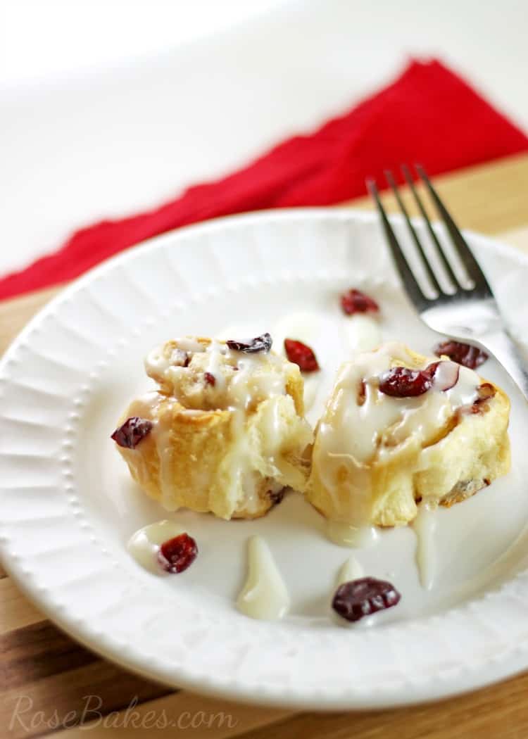 Cranberry Crescent Wreath with Cream Cheese Glaze