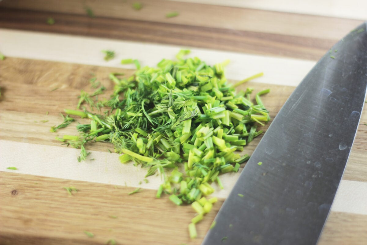 chopping fresh herbs