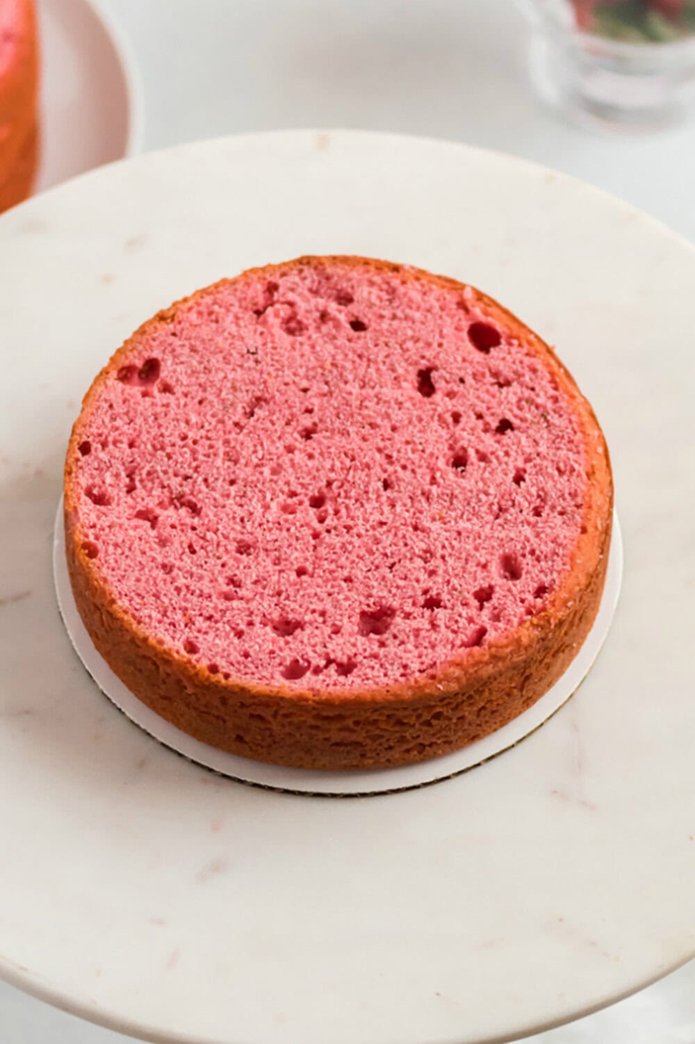 layer of strawberry cake