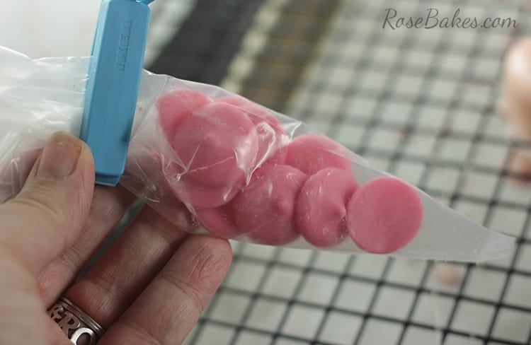 Candy Melts in Disposable Frosting Bag for Valentines petit fours