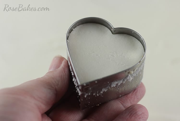Heart Shaped Petit Fours Valentines in cookie cutter