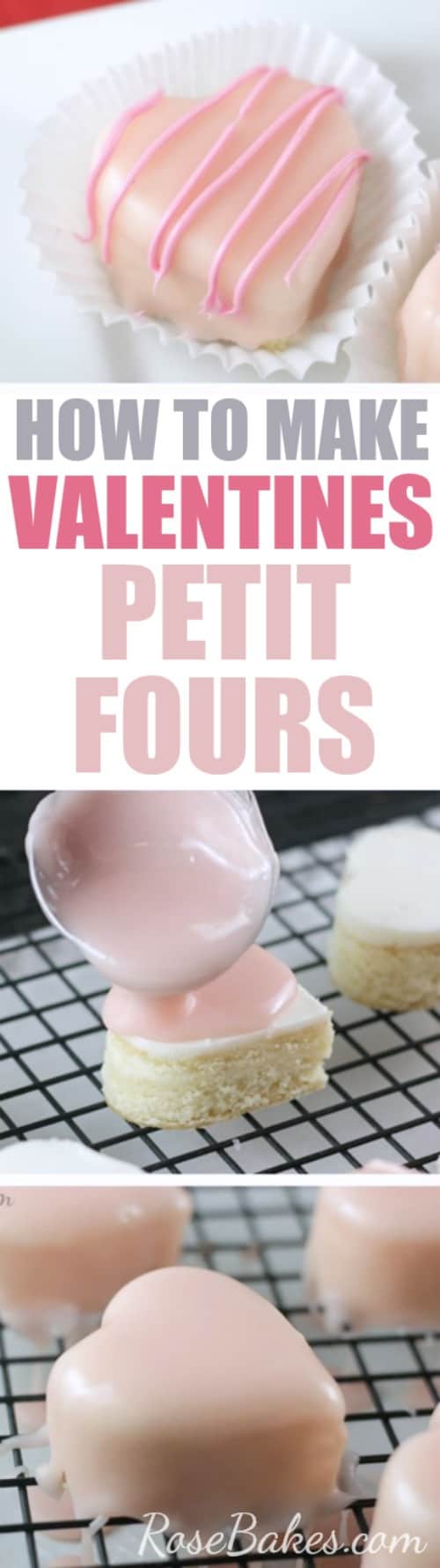 How to Make Valentines Heart Petit Fours Collage of Pictures
