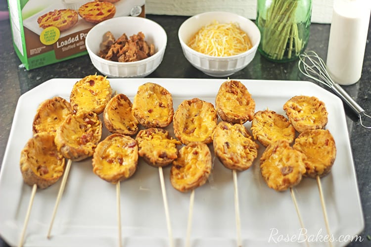 Potato Skin Kabobs on a Platter