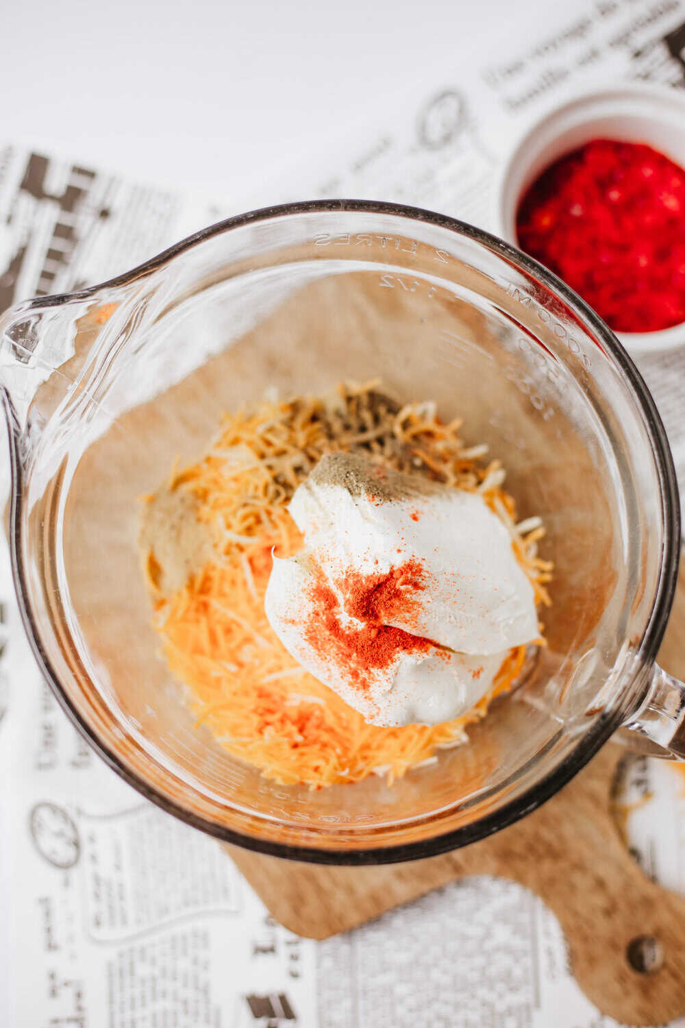 pimento cheese ingredients in a bowl