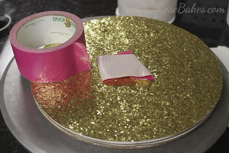 How to Cover a Cake Board with Glitter Paper