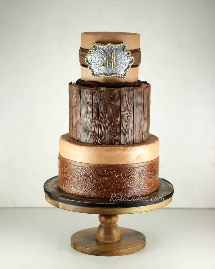 Western Cake with Belt, Leather, Wood