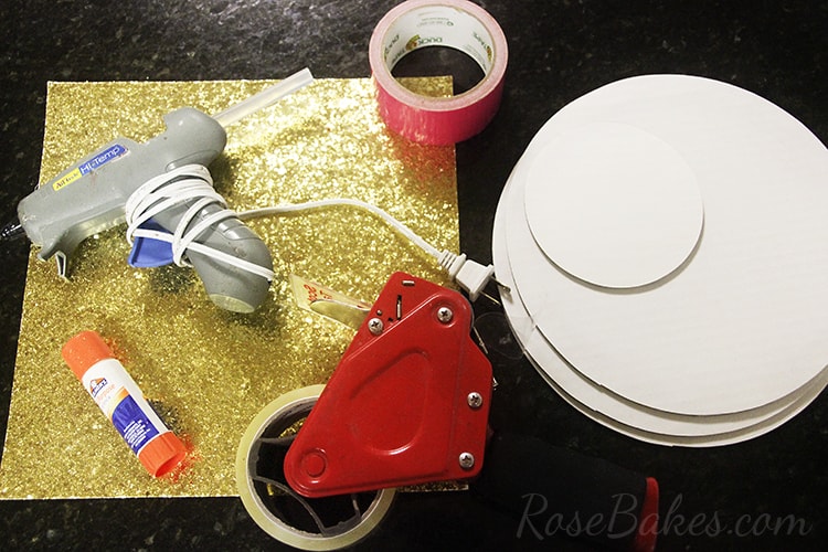 How to Cover a Cake Board with Glitter Paper