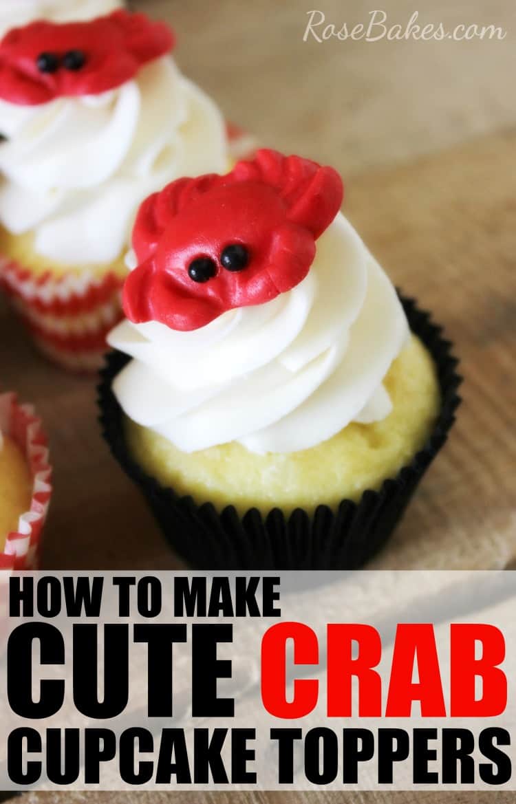 How to Make Cute Crab Cupcake Toppers by RoseBakes