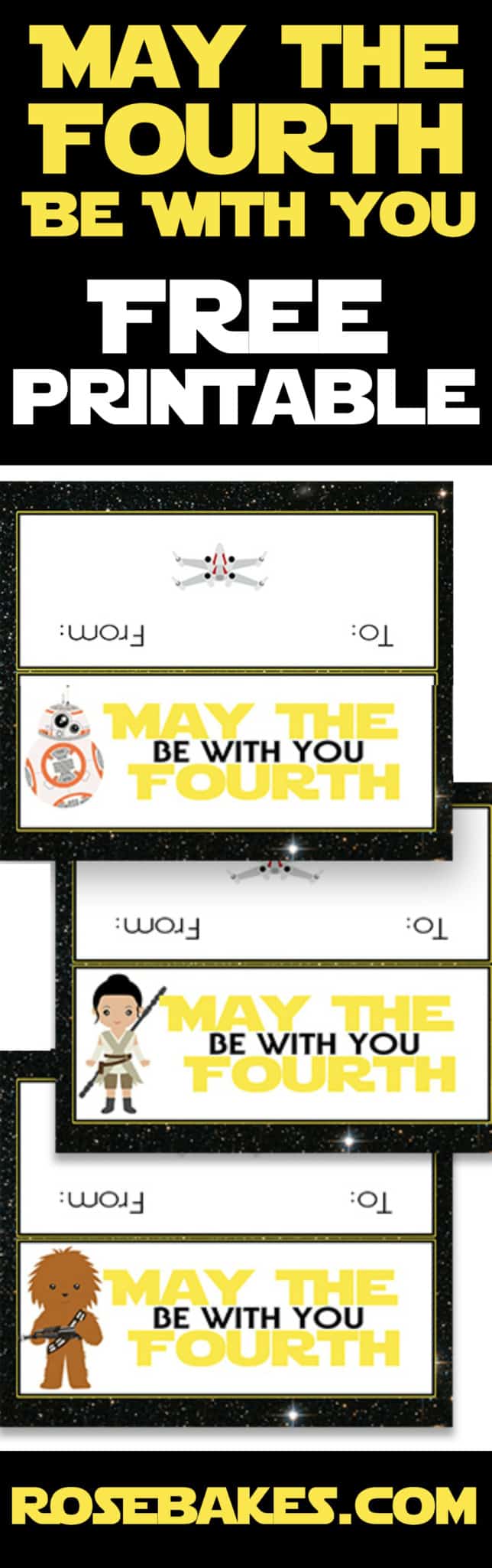 May the Fourth Be With You Free Printable Treat Bag Toppers