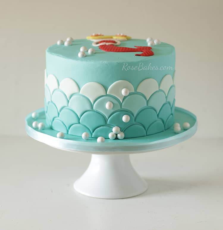 Ombre Fondant Waves Mermaid Cake