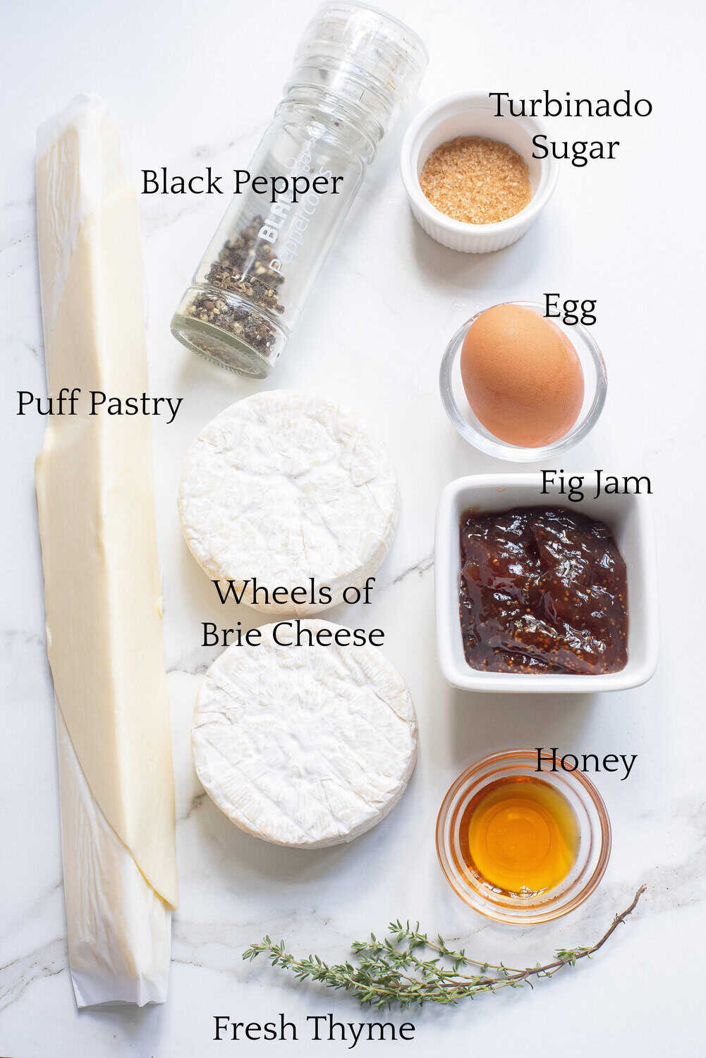 Baked Brie Ingredients with Words