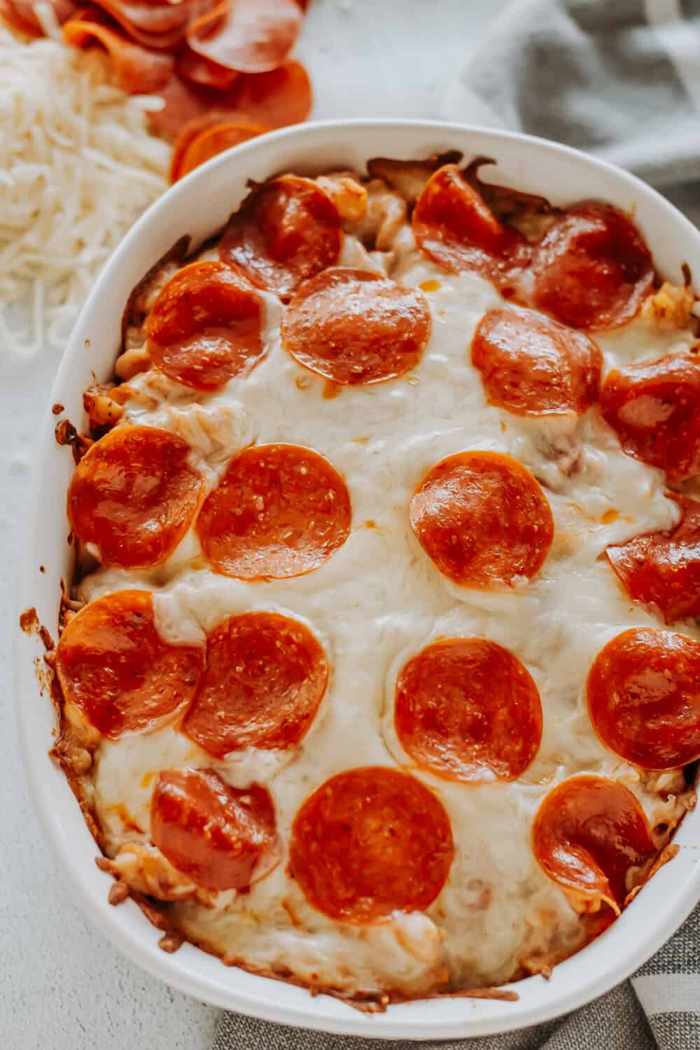 easy pepperoni pizza casserole