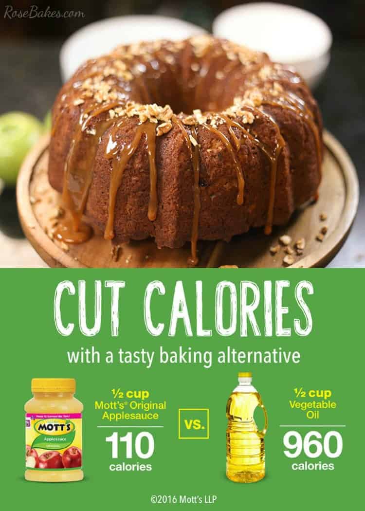 Fresh Apple Cake with Pecans & Caramel by RoseBakes.com. #MottsAppleswap #ad