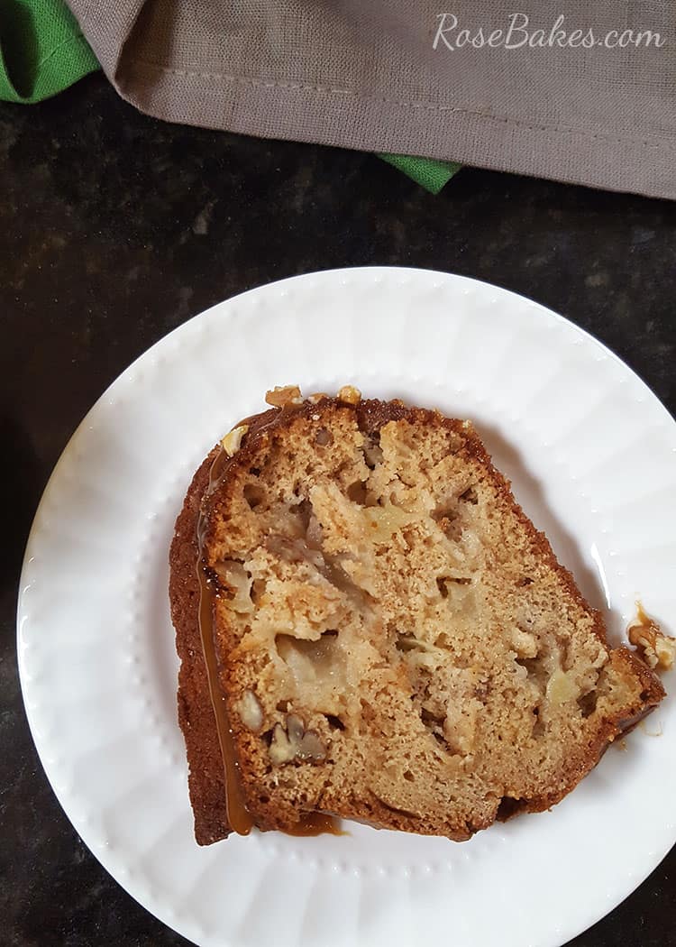 Fresh Apple Cake with Pecans & Caramel by RoseBakes.com. #MottsAppleswap #ad
