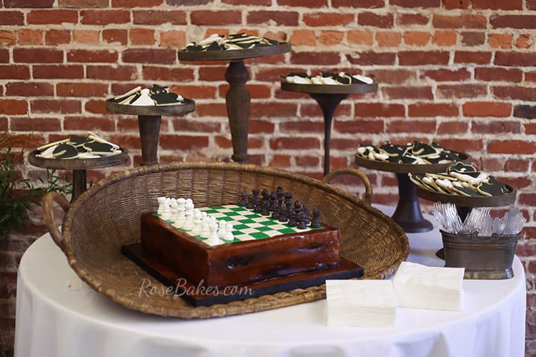 Chess Board Cake with Pieces