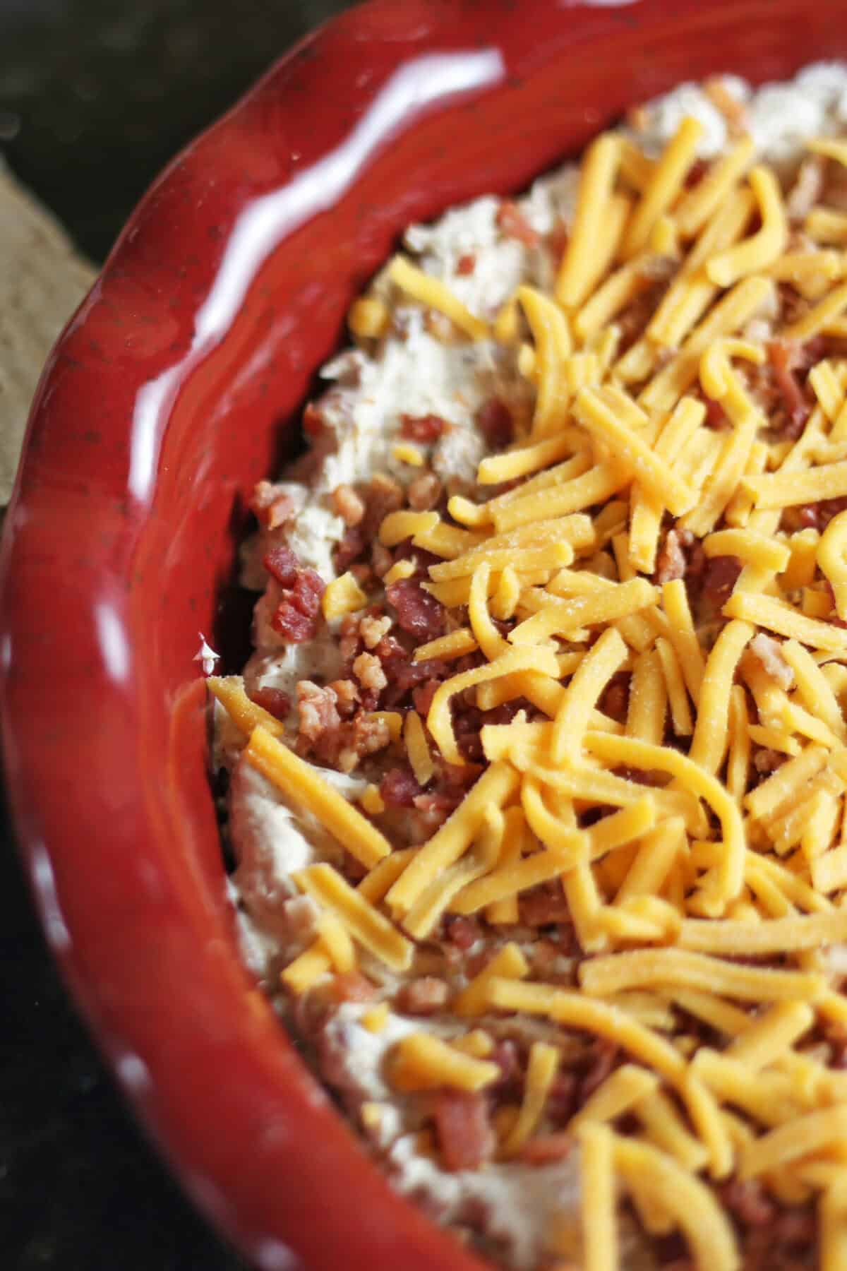 million dollar dip with bacon, cheese and cream cheese