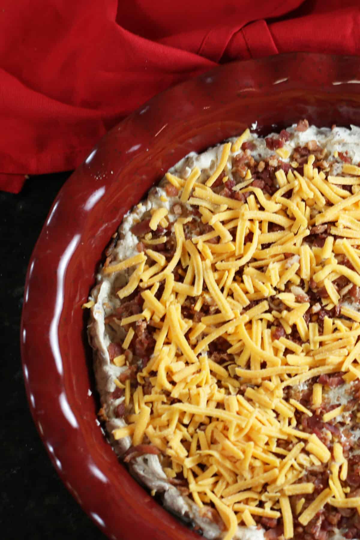 million dollar dip in a red pie dish