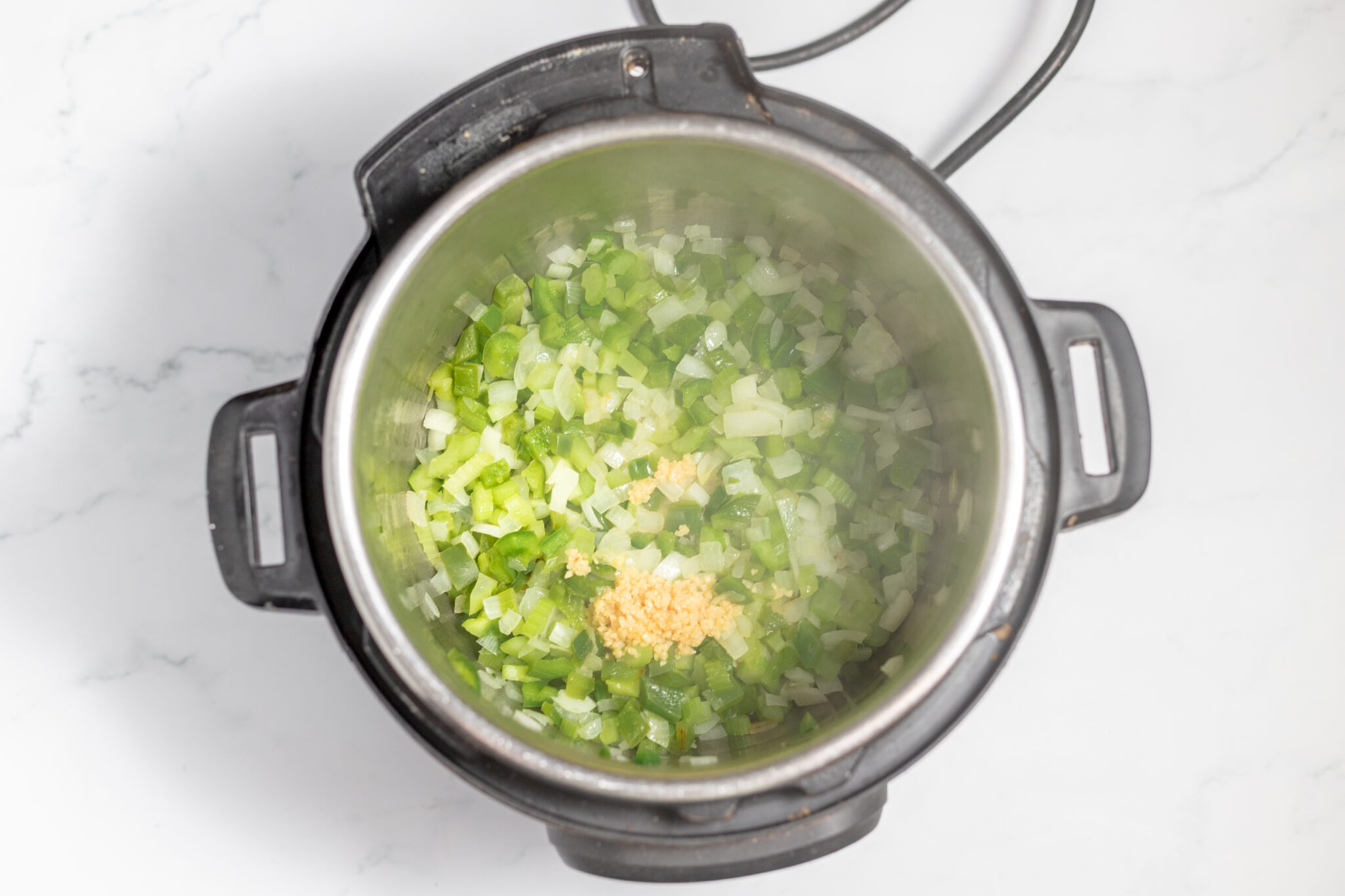 sauteed vegetables with seasonings in instant pot