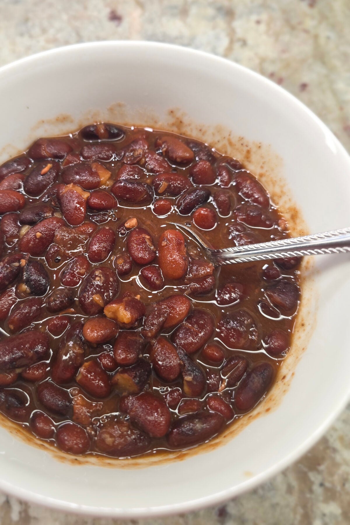Instant Pot Pint Beans in a bowl with a spoon