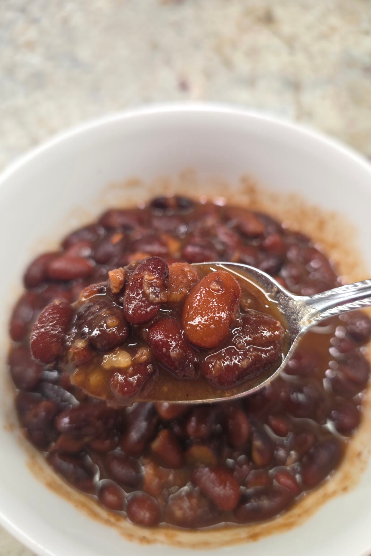 spoon of instant pot pinto beans
