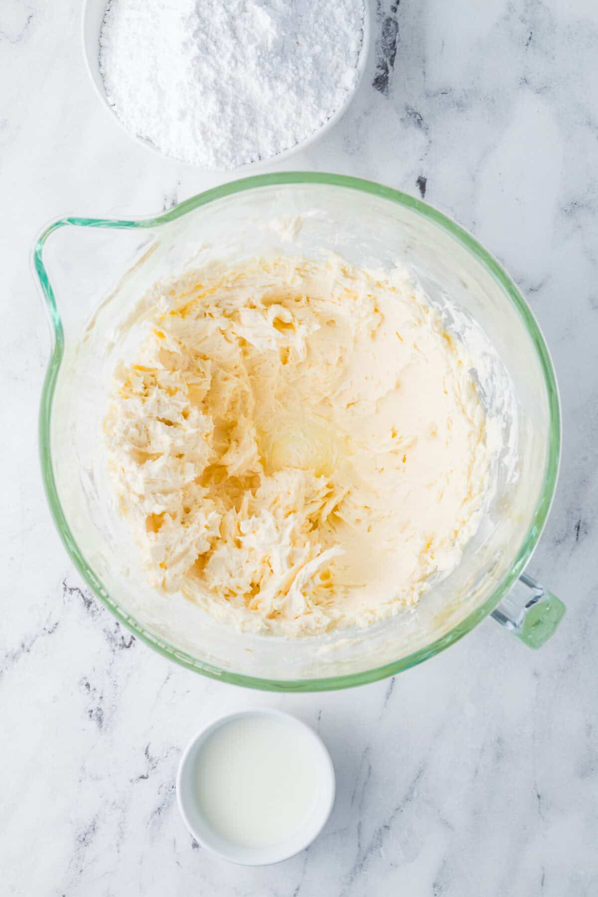 creamed ingredients for cream cheese frosting