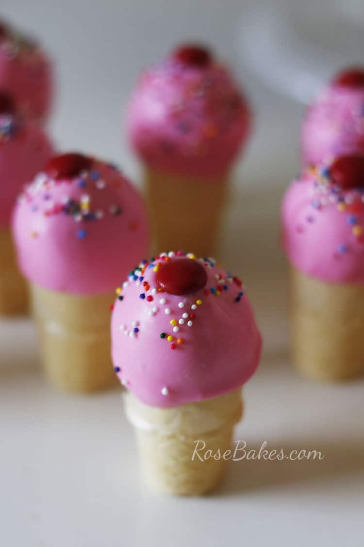 Mini Ice Cream Cone Cake Pops Rose Bakes