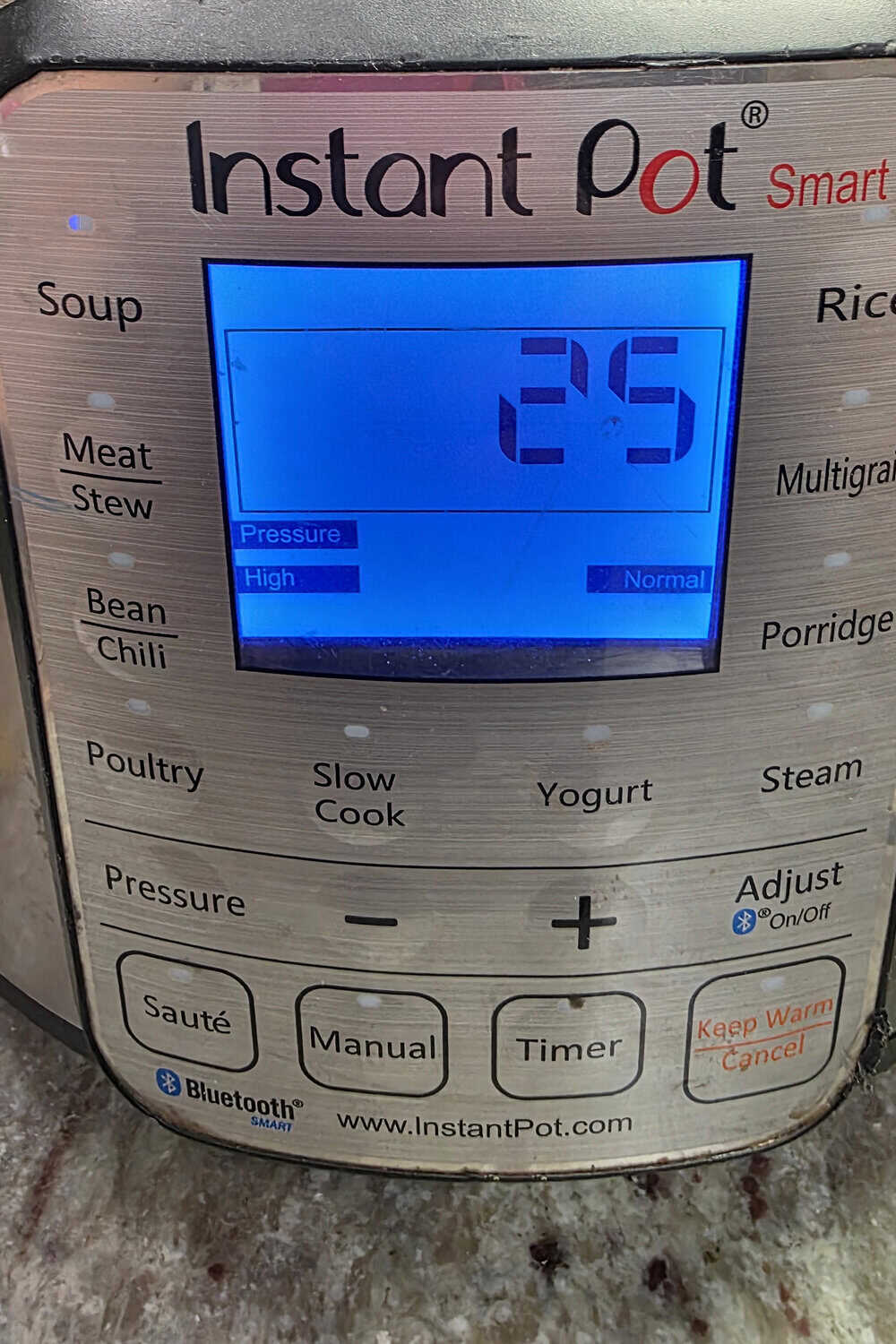 instant pot set to soup on 25 minutes