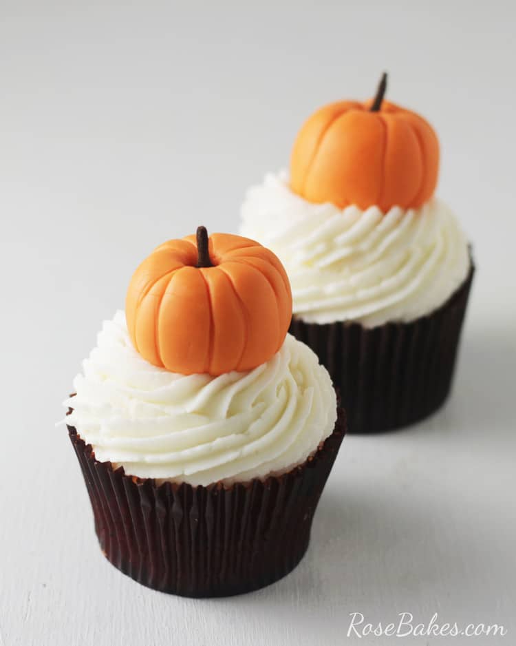 Easy Pumpkin Cupcake Toppers with a Surprising "Stem"