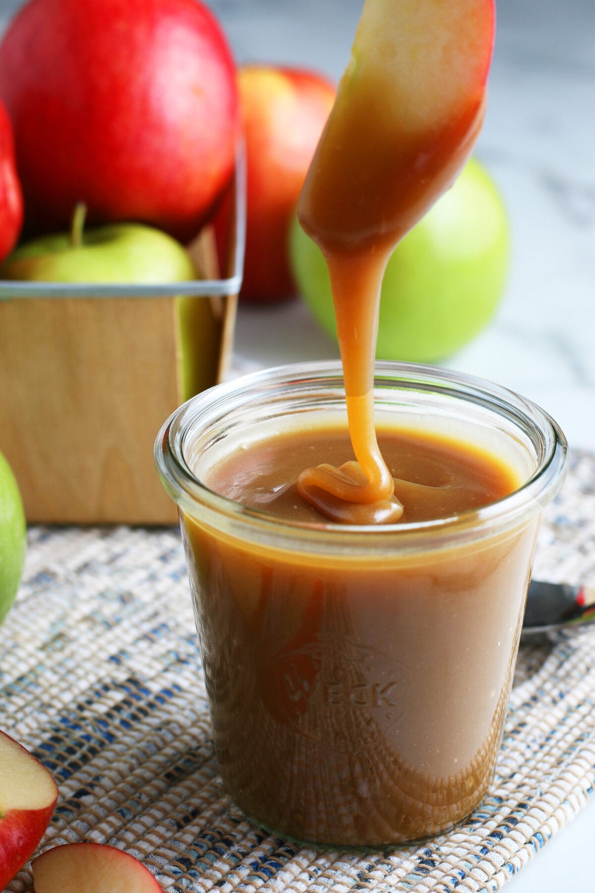 caramel in an airtight glass container