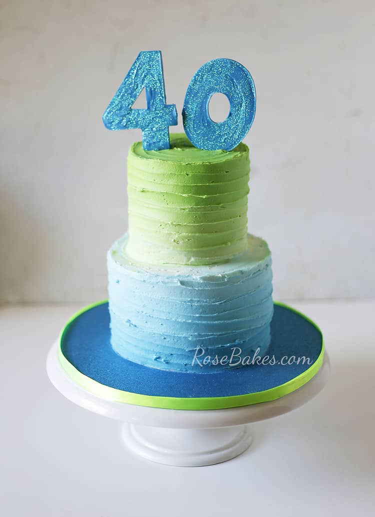2 tier textured buttercream birthday cake
