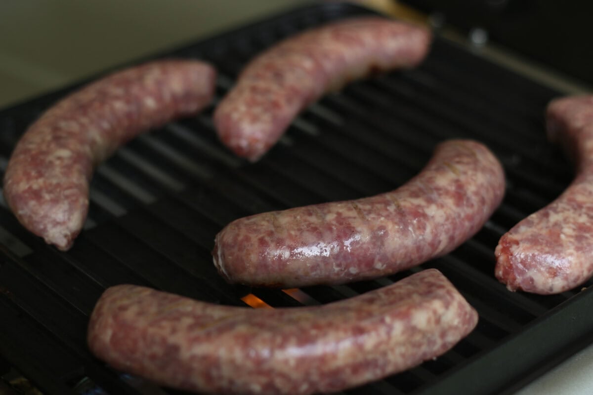 bratwurst on a grill