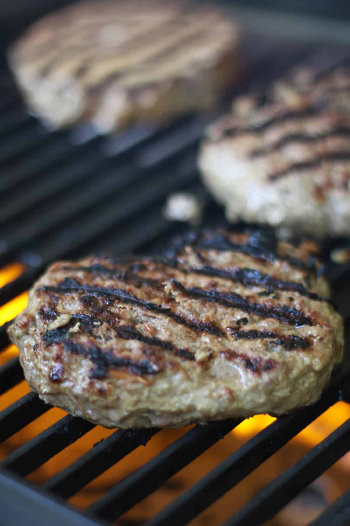 grilled burger on a grill