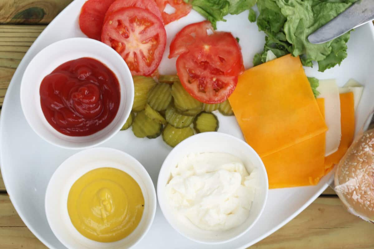 best burger toppings on a platter