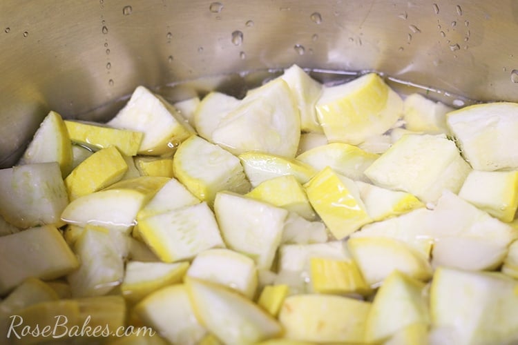 squash and onion covered in water