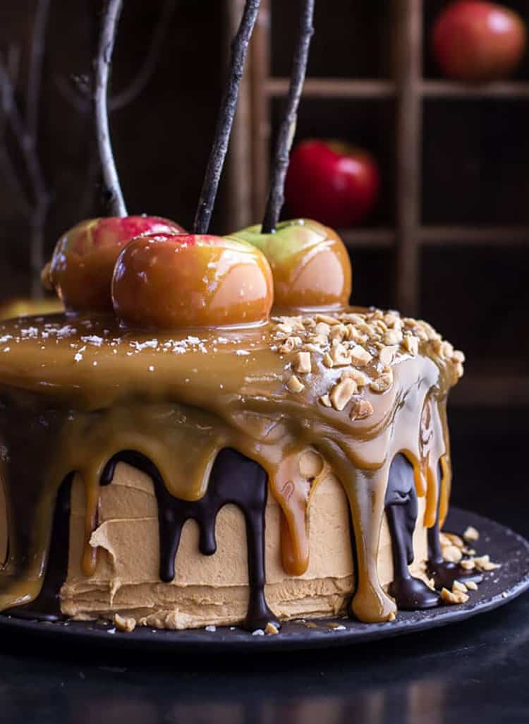 Salted Caramel Apple Snickers Cake