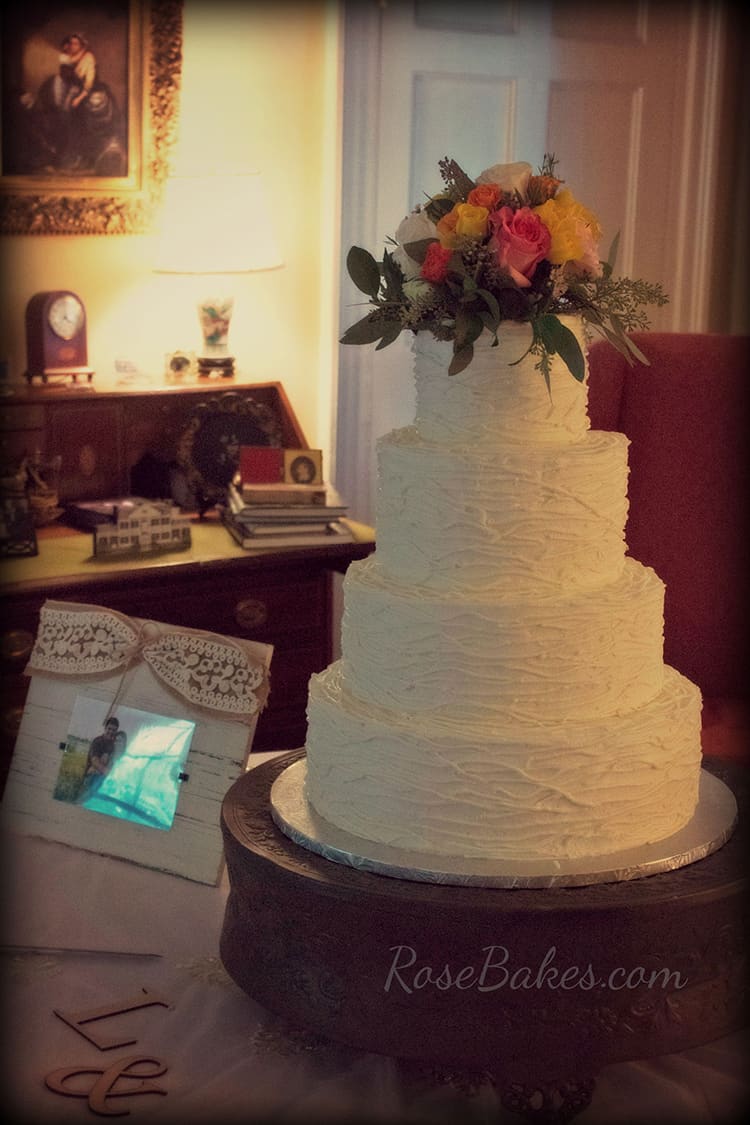 Twigs or Strings Texture Buttercream Wedding Cake