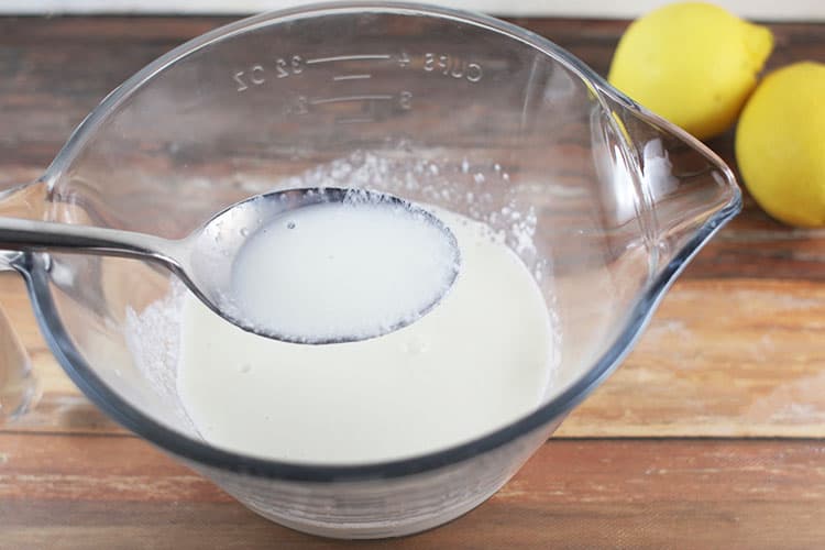 how to make buttermilk - curdled milk in measuring cup