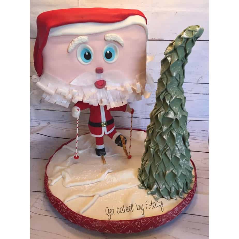 Big Santa head skiing Cake