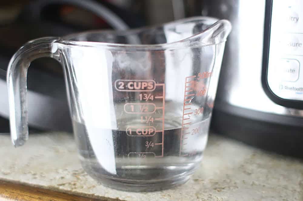 1 cup of water in a measuring cup