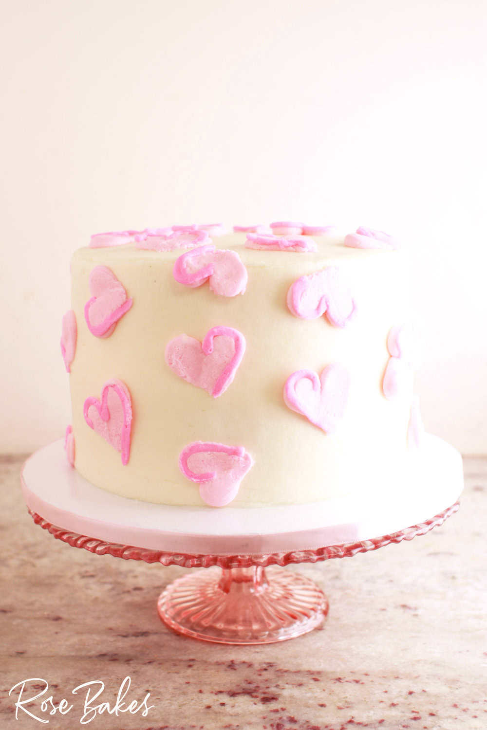 buttercream cake with hearts