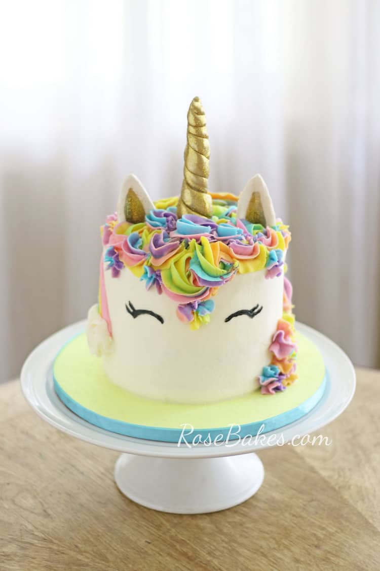 Unicorn Cake with Glittery Horn Rose Bakes